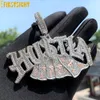 Подвески Iced Out Bling Letter Hustla Кулон Ожерелье Позолоченный Полный CZ Циркон Деньги Шарм Мужская Мода Хип-Хоп Ювелирные Изделия 230908