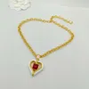 2023 Luxury quality Charm heart shape pendant necklace with red and white color drop earring in 18k gold plated have stamp box PS7296a