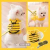 Dog Collars Leashes Cute Pet Leash Vest Soft Mesh Fabric Bee Shape Walking Rope for Small Dogs Pomeranian Corgi Har Traction 230907