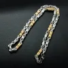 Dois tons de ouro cor colar titânio aço inoxidável 55cm 6mm ligação pesada correntes bizantinas colares para homem jóias234v