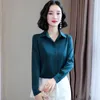 Women's Blouses Fashion Woman 2023 Office Lady Simplicity Hidden Breasted Silk Satin Shirts For Women Basic Clothing Female Casual Tops