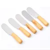 10cm Spatule en acier inoxydable Grattoir à crème au beurre avec manche en bois Couteau à fromage Outil de cuisine Gadget de cuisson Cadeau de Noël par mer 908