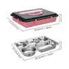 Dinnerware 5 Grids L Lunch Container Stainless Steel Box With Lid Easy Cleaning Leakproof Fruit Handle For Kids Women Men