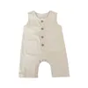 Rompers Toddler Baby Overalls Infant Boy Girl ärmlös Romper Solid Color Jumpsuit Summer PlaySuit Outfits Kids kläder 230907