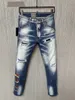 Pantaloni casual in denim autunno e inverno firmati da uomo Pantaloncini in denim strappati classici da uomo e da donna Motocicletta strappata indossata Jeans blu neri slim fit per motociclette