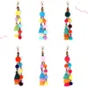 Rainbow Pom Pom Ball Tassel Keychains For Women Girls Pompom Keyring Holder Key Chain Ring Hanging Pendant Charms Jewelry Gift