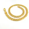 Męska biżuteria łańcuchowa 24k g f solidny drobny złoty naszyjnik 12 mm kwadratowy kuszkat