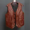 Herenvesten BONJEAN Collectie Leer Motorvest Heren Slim Fit Echte Bruine Koe Echt Vest Bikers Maat L8XL 230908