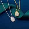 Brand Pure 925 Sterling Silver Jewelry For Women Water Drop Diamond Pendant Gold Necklace Cute Lovely Design Fine Luxury249s