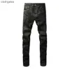 Marca Amiirii 2023 Viola American Jeans Demin Moda Uomo Jean High Street Nero Distressed Usurato