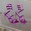 RENE CAOVILLA CRYSTAL CHANDELIER HIGH-HEELED SANDALS WOMENS FAIRYスタイルダイヤモンド蛇紋岩の女性ローマのハイヒール10cmデザイナーバンケット2024