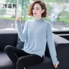 Women's Sweaters Winter 100Mink Cashmere Women Half High Neck Fashion Knit Thick Solid Color Sweater Long Sleeve Large Size Base Warm Top 230907