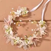 Blumenkronen für Mädchen, Märchenblumen, Braut-Tiara, Kopfschmuck, Perlen, Perlen, Band, Stirnband, Hochzeit, Party, Haarschmuck, Wo237t