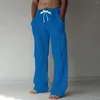 Pantalon pour hommes bâton décontracté tenue quotidienne pleine longueur couleur unie taille moyenne poche cordon pantalon Streetwear bas