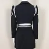 ワークドレス2023ファッションNVA女性セクシーなVネック長袖ダイヤモンドミニジャケットスカート2ピースセットエレガントな女性シックパーティー
