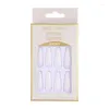 Faux ongles Style doux Ballet portable rose pâle mat couverture complète pointes d'ongles presse sur 24 pièces cercueil long