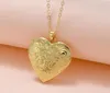 Pendant Necklaces Gold Sier Color Diy Floating Locket Heart Shape Pattern Necaklace Female Womens Ladies Girls Gift Fashion Jewelry Ot9Mh