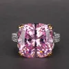 Pierścienie klastra 100% 925 Srebrny Srebrny różowy lab-moissanite Diamond Topaz Cieszonka Pierścionek zaręczynowy Pierścień Biżuterii Prezenty dla W265G