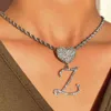 HBP Neue kubanische Halskette mit A-Z-Schreibbuchstaben und Herz-Anhänger für Frauen, erste Zirkon-Gliederkette, Halsband, Hip-Hop-Schmuck 220008266j