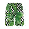 Men's Shorts Palm Leaves Board Black White Geometry Hawaii Short Pants Custom Surfing Quick Dry Swimming Trunks Birthday Present