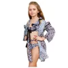 Moda crianças bebê meninas leopardo impressão biquíni roupa de banho capa casaco maiô beachwear separado meninas maiô x274t