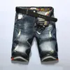 Men's Jeans Summer Short Jeans Men Holes Stretch Denim Shorts Cotton Straight Jean Casual Blue Size 421302R