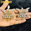 Charms Iced Out Bling CZ Brief Hustle Hard Rich Lucky Hanger Ketting 5A Zirkoon Badge Fluorescentie Charm Mannen Hip Hop sieraden 230908