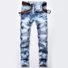 2023New Men Jeans European and American Luxury Designer Hole Light Blue Dark gray Man Long Pants Trousers Streetwear denim Skinny Slim Straight Biker Jean