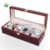 6 Grids slots Senior Wood Paint watches Display Case Package Whole grid watch display box storage box watch case 6 rangement b303N