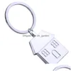 Keychains Lanyards Diy House Metal Pendant Keychain Real Estate Promotion Gift Key Chain Keyring Drop Delivery Fashion Access Dhgarden Dhxqe