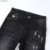 Demin Jeans Herrenmode Jean 2023 Amiirii American High Purple Street Black Paint Live Brand