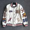 Herrenjacken Herren Frühling und Herbst Baseballuniform Herren hübsche trendige Lederjacke Schwerindustrie Stickerei weißer Kurzmantel Ins 230907