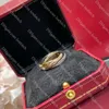 مصمم حلقة الثالوث الكلاسيكي خاتم الماس عالي الجودة للنساء مجوهرات الزفاف عيد الحب هدية عيد الميلاد