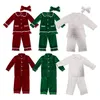 Kledingsets Pakaian tidur setelan Keluarga Natal musim dingin 2023 piyama beludru merah anak perempuan laki laki Set krim hijau putih PJS 230907