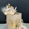 Altri articoli per feste per eventi Topper per torta personalizzato Specchio acrilico Lettera Decorazione per torta Nome e data personalizzati Decorazione per torta di buon compleanno in oro per matrimonio 230907