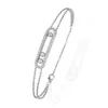 France mode réel 925 en argent Sterling collier de mode Bracelet avec trois pierres déplacées clair CZ pour les femmes bijoux Collier299J