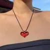 Pendant Necklaces Red Heart Necklace Big Resin Clavicle Chain Black Rope Adjustable Jewelry Gift Women