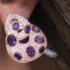 Studörhängen Godk Korea Trendy Purple Waterdrop Earring for Women Accessories Full Cubic Zircon Pendientes Mujer Moda 2024