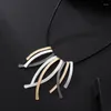 Amorcome – collier ras du cou en alliage irrégulier à rayures métalliques, pendentif pour femmes et filles, chaînes en corde en cuir noir, pull, bijoux de cou