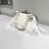 sales women shoulder bag 3 colors sweet little fresh tassel chain handbags exquisite luxury fire feather womens clutch bag dress solid color Mao Mao handbag 2106#