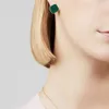Designer Clover Studs Earring Vintage Four Leaf Clover Charm Stud Earrings Back Mother-of-Pearl Rostfritt stål Guldstänger Agat för kvinnor Bröllopsmycken GIF