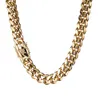 6-22mm Hip Hop Stainless Steel Miami Cuban Link Chain Bibcock Clasp Mens Simple 18K Real Gold Plated Jewelry