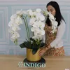 Fleurs décoratives 9 pièces branche d'orchidée papillon Phalaenopsis 100 CM (9 fleurs par tige) PE Real Touch pétale décoration de table de mariage fête