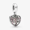 100 ٪ 925 Sterling Silver Love يجعل سحر قلب العائلة يتناسب