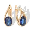 Dangle Earrings Fashion For Women Gold Color Sapphire Hoop Bridal Wedding Gemstone Jewelry Wholesale