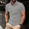 Polos Polos Fashion Casual Pockets Shortsleeved Polo Shirt Office Lapel Tshirt Oddychane letnie ubranie 230907