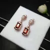 Dangle Earrings Fashion Natural Red Garnet Drop Gemstone Elegance Lovely Crown Square 925 Silver Female Gift Jewelry