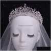 Gioielli per capelli Kmvexo Vintage Sier Colore Viola Diademi Corone Fasce Sposa Festa Diadema Ornamenti da sposa 221109 Consegna a goccia Hairje Dhgjp