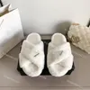 Brand Sandals Dupe AAAAA Fur Sliders Women Slippers Enameled Crossover Black White Ladies Sandal Fuzzy Shoe 36-40 With Box 02