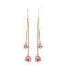 Dangle Oorbellen BALANBIU Delicaat Roze Paars Kristal Kleine Bal Drop Voor Vrouwen Goud Kleur Messing Mode-sieraden Accessoires